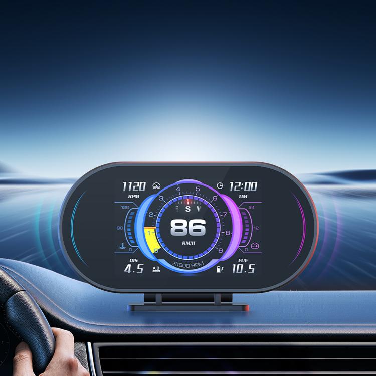 Multi-functional car gauge speedometer display with circular dial and RPM readout