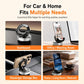 Black suction phone mount for dashboard with circular clamp and silver base