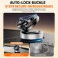 Black vacuum suction cup phone car mount with dual-lock buckle and metal base