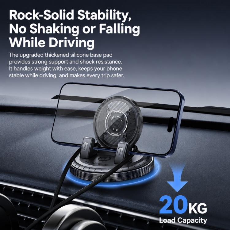 Phone mount for dash with clear front clamp holder on a rotating base