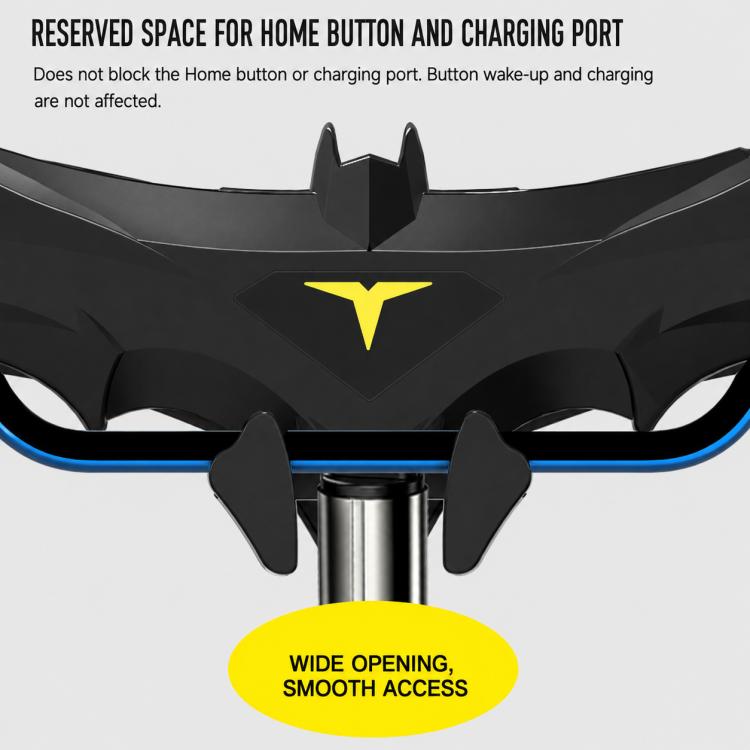 Bat-style car air vent mount with wide opening for phone charging port, black
