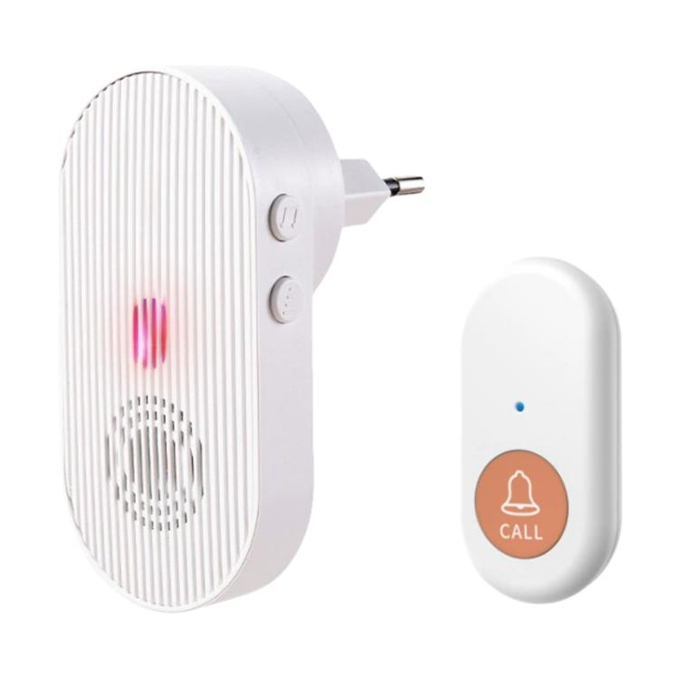 White wireless call receiver with plug and separate handheld call button
