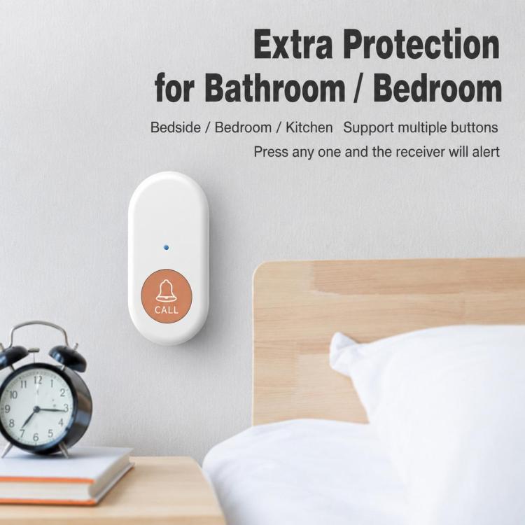 Wall-mounted call receiver with orange CALL icon for bedroom or bathroom