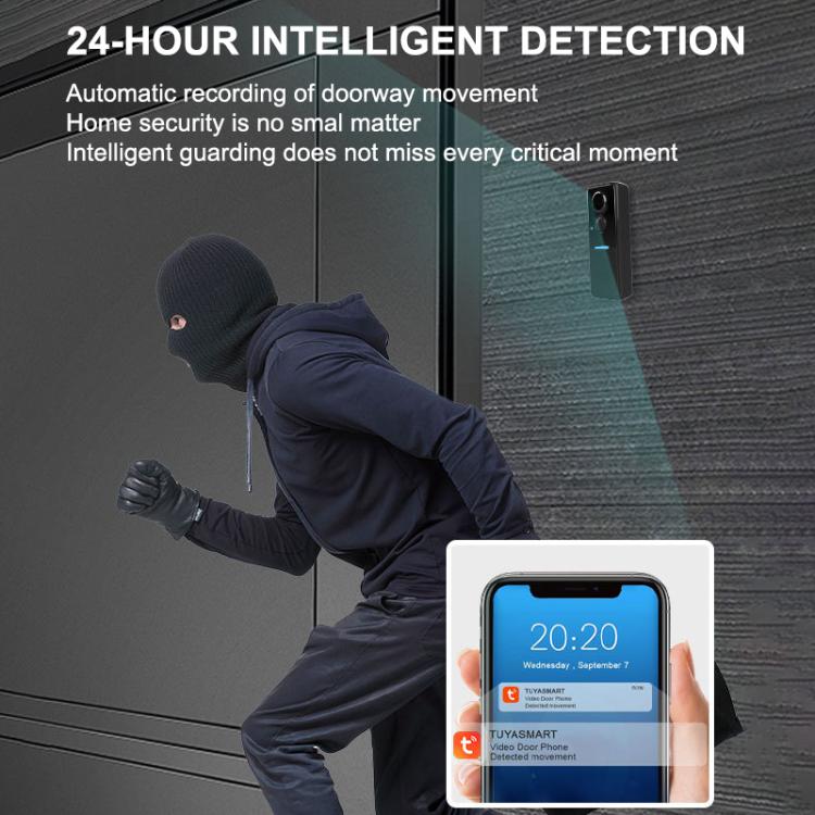 Smart video doorbell camera with solar rain cover and app display