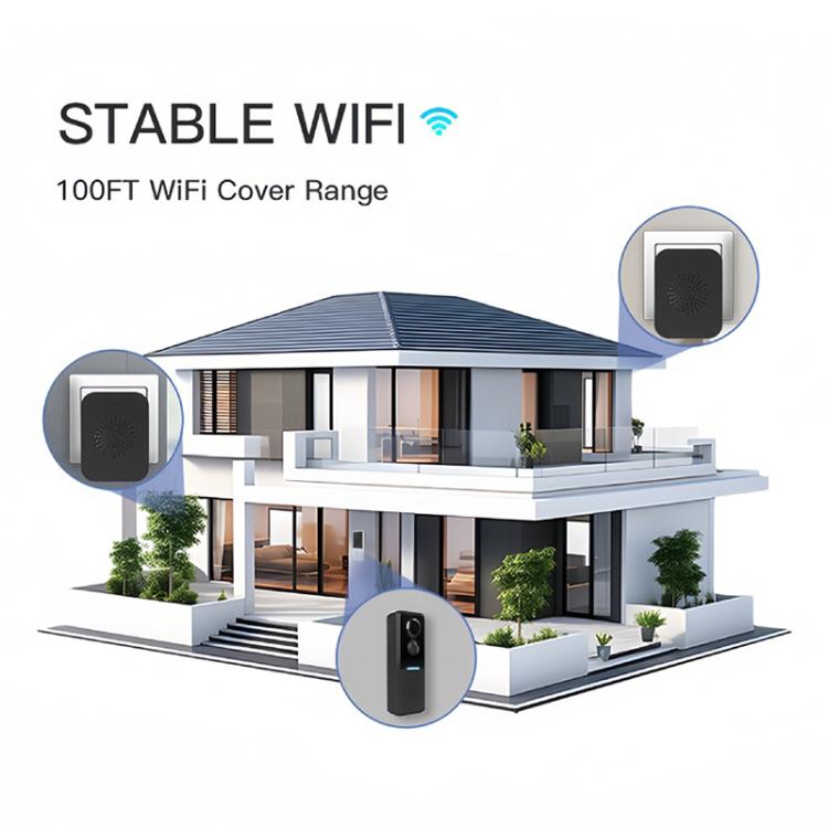Smart video doorbell camera with solar panel charging, for WiFi range