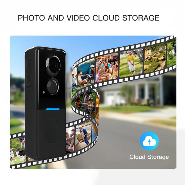 Smart video doorbell camera with cloud storage, black device