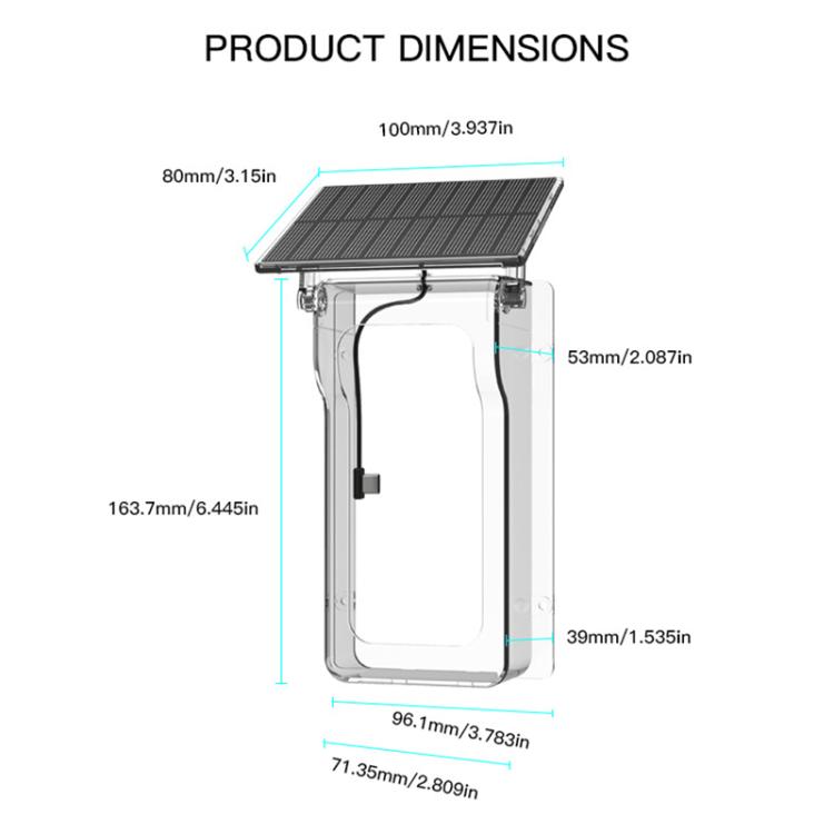 Rain cover housing for smart video doorbell camera, dimension diagram