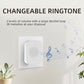 White doorbell chime with speaker grille and circular control panel.