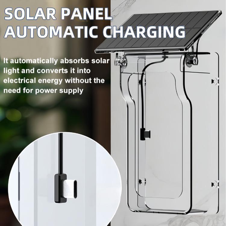 Solar panel charging unit with clear protective cover for doorbell camera.
