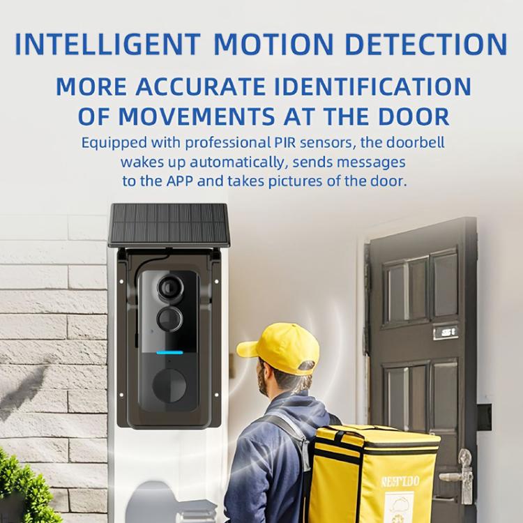 Video doorbell camera with rain cover mounted near an entry door.