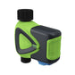 Green WiFi smart sprinkler timer with black housing and side water outlet