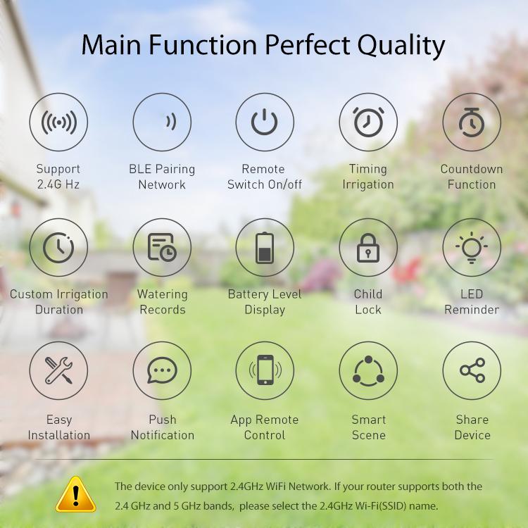 Green WiFi smart sprinkler timer device with black panel and side connection port