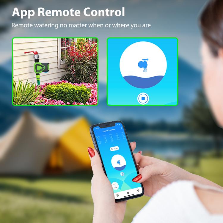 WiFi smart sprinkler timer app control on smartphone display