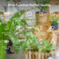 NEO smart drip irrigation WiFi controller features infographic: timing, battery, LED reminder