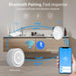 WiFi smart water leak alarm kit: white alarm sensor, smartphone control, WiFi distribution diagram