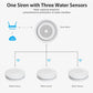 WiFi smart water leak alarm kit diagram: one siren alarm with three water sensors