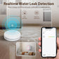 WiFi smart water leak alarm kit: white round sensor alarm and smartphone leak notification