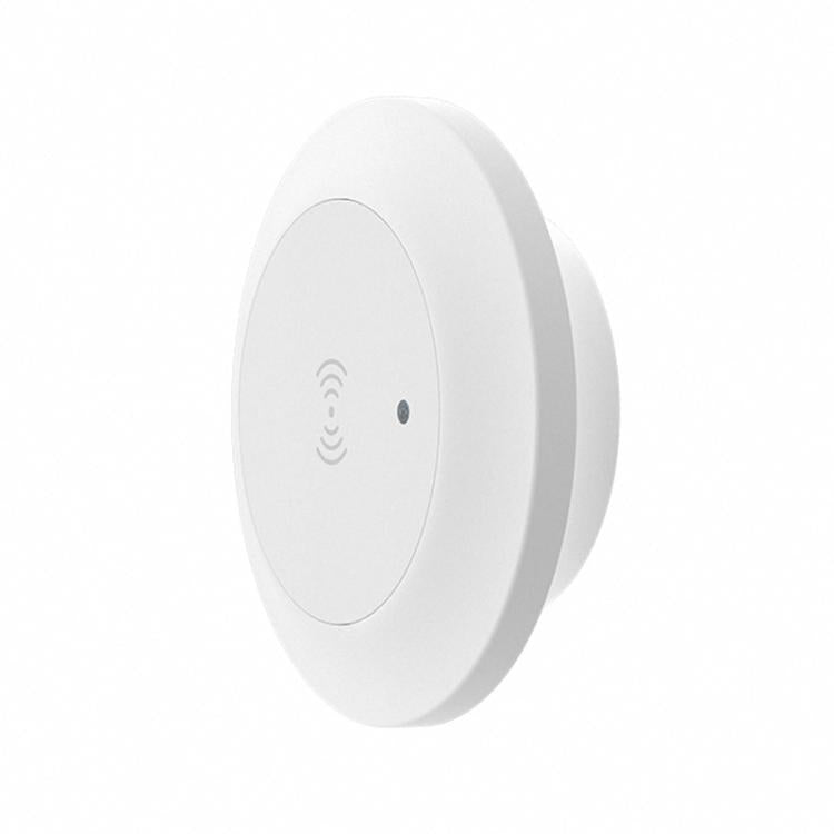 Round white WiFi human presence sensor shown from the side with small status dot