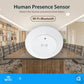 Round white WiFi human presence sensor with antenna icons and small status light