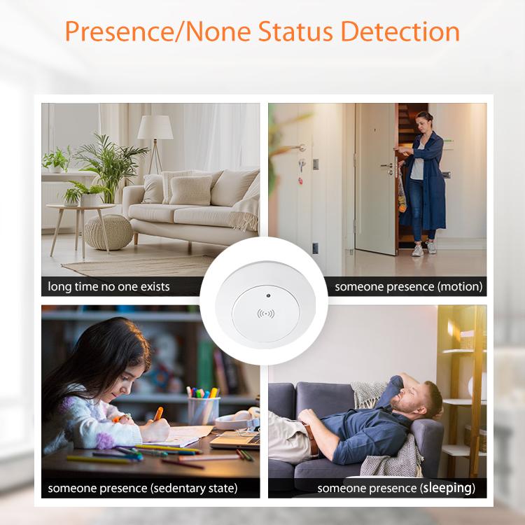 Human presence sensor demo showing presence or none status with round device