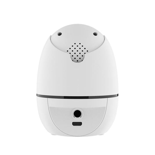 Indoor WiFi network camera bottom view with speaker grille and mounting ports