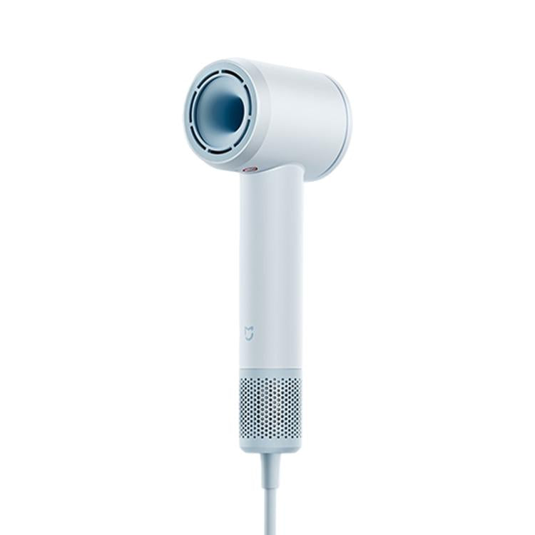 Xiaomi Mijia high-speed hair dryer in blue, with rear vent and nozzle head