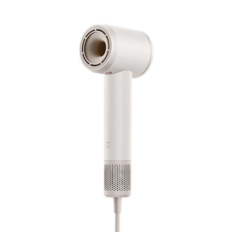 Xiaomi Mijia high-speed hair dryer in milky white, with rear vent and nozzle head