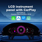 Car LCD instrument panel with digital gauges and CarPlay icons, black dashboard