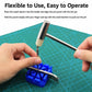 Link pin punch tool with blue holder and metal punch bar for watch bracelet