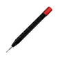 Black spring bar tool with red cap and measurement scale, pointed metal fork tips