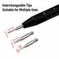Black spring bar tool with interchangeable metal tips and ruler-style scale