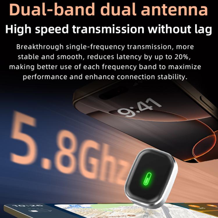 Wireless car adapter with dual-antenna design, small black module with green light