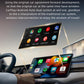 Wireless car adapter in dashboard view, black module with green light