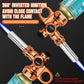 Copper inverted ignition gas flamethrower nozzle with green gas canister and silver tube