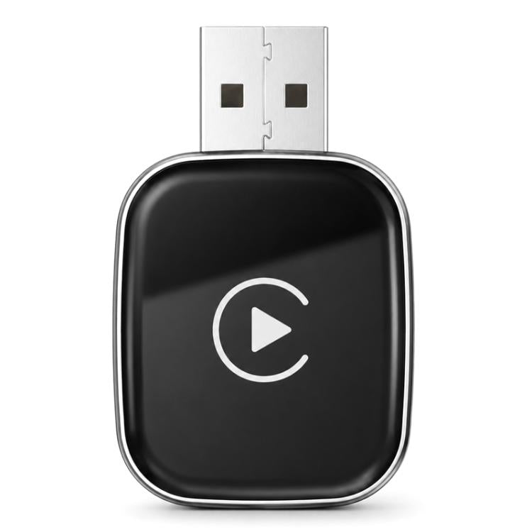 Car wireless adapter USB box, dark square with play icon on front