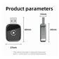 Car wireless adapter with size diagram, square USB unit front and side views