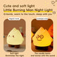 Flame night light shown in soft beige and warm yellow glow modes with face