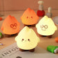 Set of flame night lights in beige and orange tones with smiling faces