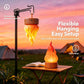Orange LED simulated flame lamp with flexible hanging hook and round charging-base