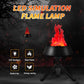 Black plug-in LED simulation flame lamp on tripod stand with glowing red flame effect