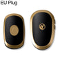 Wireless doorbell chime in black with gold trim, two units shown for EU plug