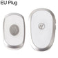 Wireless doorbell chime in white with silver trim, two units shown for EU plug