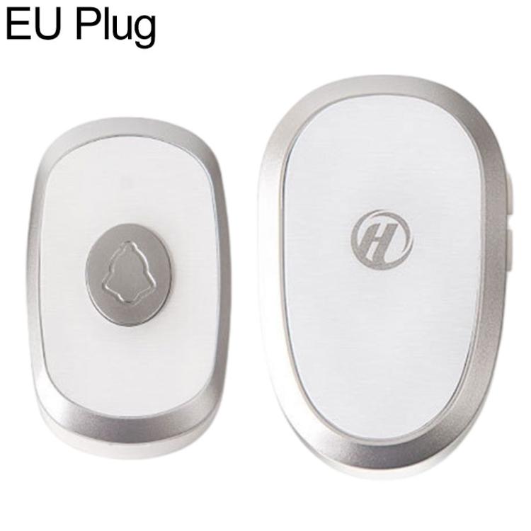 Wireless doorbell chime in white with silver trim, two units shown for EU plug