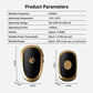 Black and gold wireless doorbell with size and dimension diagram