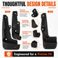 Black splash flap set with contoured side profile and extended lower coverage