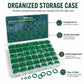 Organized A/C O-ring kit with green rubber rings inside clear, compartment storage case