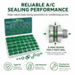 A/C O-ring sealing kit with green rings and labeled storage tray for assorted sizes