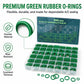 Premium green rubber O-rings kit with assorted rings and clear organizer case