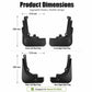 Set of four black car splash mud flaps with mounting holes for front and rear.