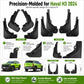 Black precision-molded splash flaps set with front and rear pairs